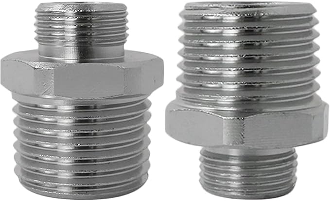 2 Pack Drinking Water Safe 1/2" to 3/8" Male Brass Reducer - Lead-Free with Sealing Washer, Leak-Proof