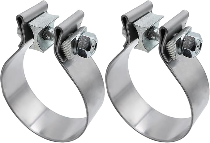 ROADFORMER 2 inch Exhaust Clamp Narrow Band Stainless Steel for Exhaust Pipe, Muffler and Exhaust System Repair (2 Pack)