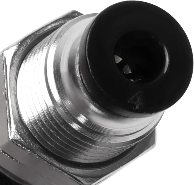 Bulkhead Union Push to Connect Tube Fitting 4mm Tube OD Double Threaded (5 Packs)