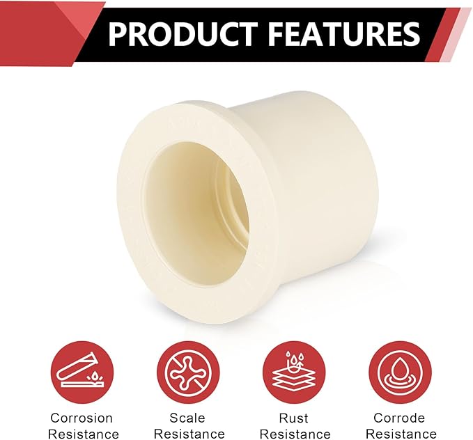 (20 Pack) EFIELD CPVC Reducing Bushing Fittings, 1" CTS Spigot x 3/4" CTS Slip (Socket),(CPVC044-10-20PCS)