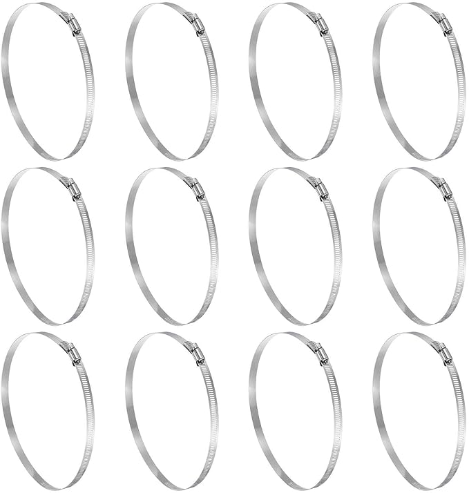 HARFINGTON 12 Pcs Hose Clamp 7-5/8"-8-1/2" (194-216mm) 304 Stainless Steel Adjustable Worm Gear Hose Clamp with Phillips Screw Assortment Kit for Fuel Line Pipe Plumbing Automotive Tube