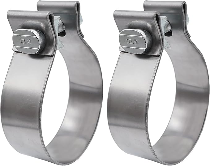 ROADFORMER 2 inch Exhaust Clamp Narrow Band Stainless Steel for Exhaust Pipe, Muffler and Exhaust System Repair (2 Pack)