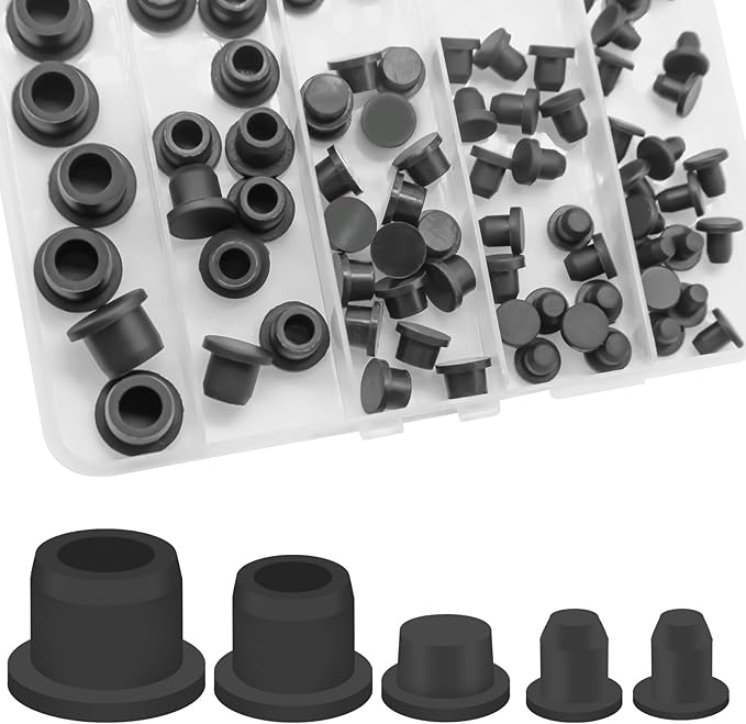 76 Pcs Rubber Stoppers in Five Hole Plug Sizes, Various Sizes of Round Hole Silicone Tool, Rubber Plugs for Round Holes, Silicone Plugs Suitable for Car Wiring Furniture