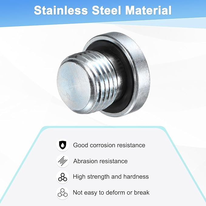 6-Pack M16x1.5mm Inner Hex Head Pipe Fitting Plug, Carbon Steel Sensor Socket Plug with Seal O-Ring for Terminate Pipe Ends/High Pressure Washer, Sealing Screw