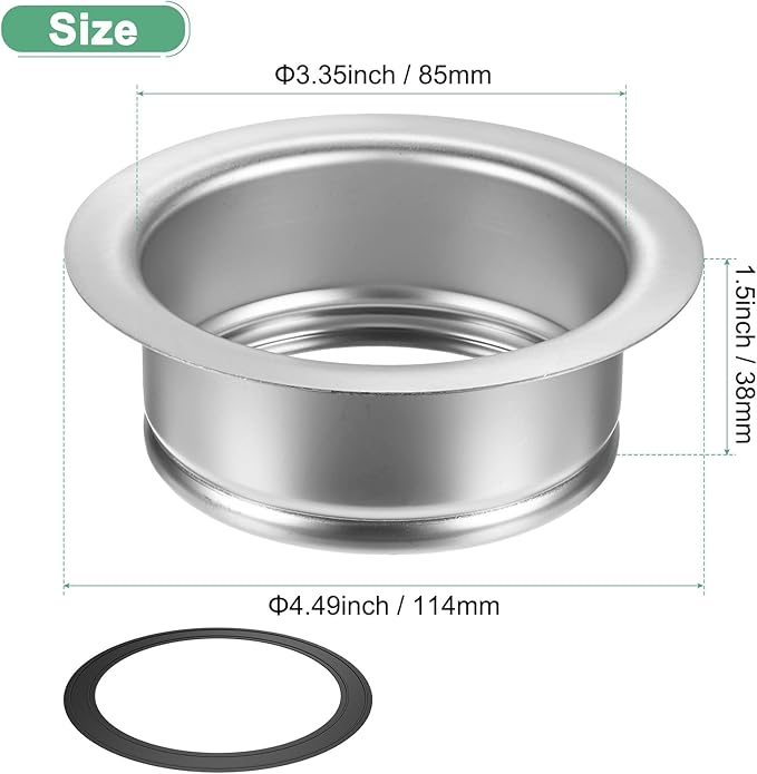 1-Pack Garbage Disposal Sink Flange, Kitchen Sink Replacement Accessories, Garbage Disposal Parts, Universal Flange Fit for 3-1/2 Inch Standard Sink Drain Hole [Silvery White]