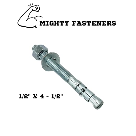 Zinc-Plated Steel Wedge Anchors, 1/2" X 4-1/2" - Heavy-Duty Mounting Bolts for Concrete - 25 Pack