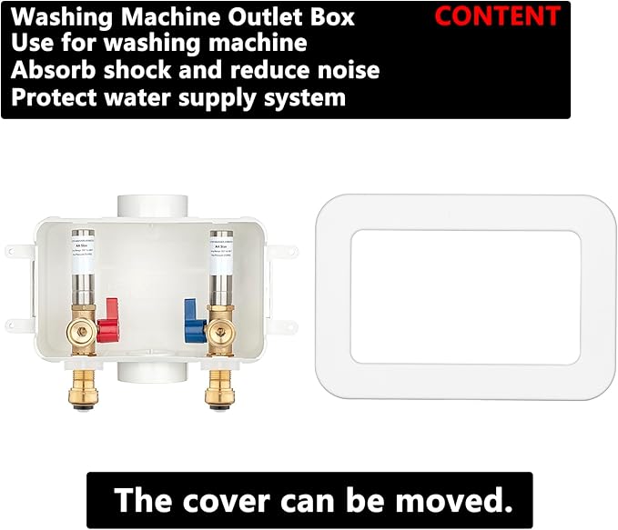 (1 Pack) Lidertik Washing Machine Outlet Box Push to Connect with Hammer Arrestors and Center Drain, Inlet 1/2 inch Push to Connect x Outlet 3/4 inch Male Thread, Absorb Shock And Reduce Noise 651-LK