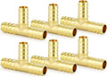 ChillWaves Brass Hose Barb Fittings, Tee 3 way Union Intersection/Splitter Fitting 5/8" Barb x 5/8" Barb x 5/8" Barb For Water/Fuel/Air(6-PACK)