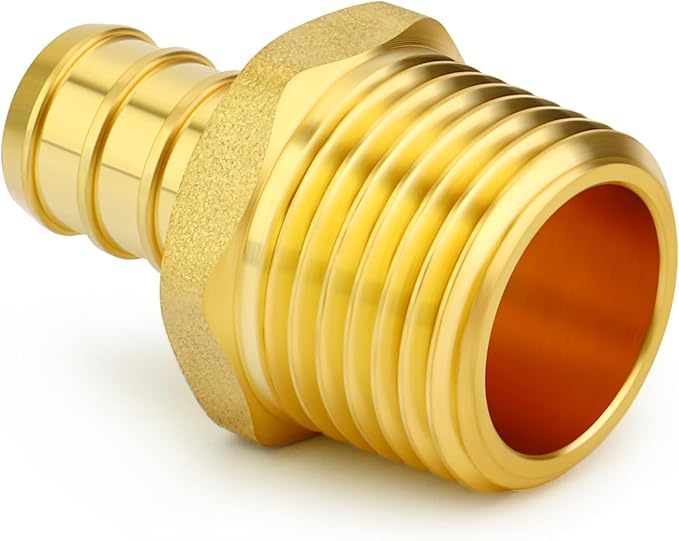 GASHER 6Pcs No Lead Brass 3/4" Pex Male Adapter, 1/2" Male NPT to 3/4" PEX Adapter for Pex Tubing