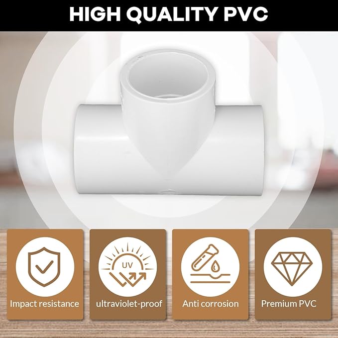 12-Packs 3/4 inch Tee PVC Fitting 3 Way Furniture Grade Pipe Elbow Connector for DIY PVC Shelf Greenhouse Pipe Fittings