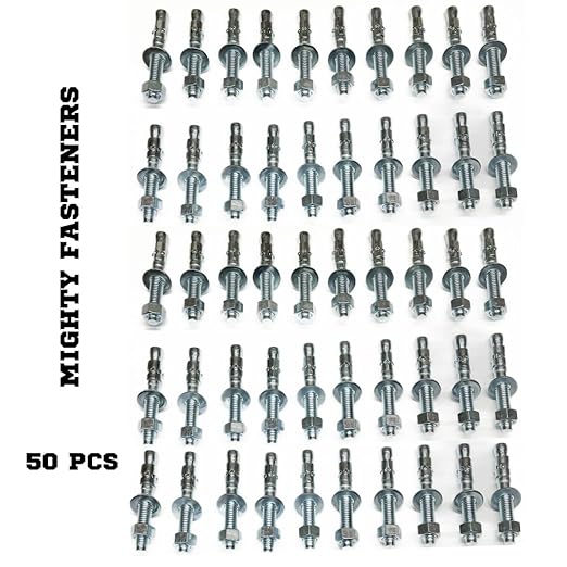 Zinc-Plated Steel Wedge Anchors, 1/2" X 2-3/4" - Heavy-Duty Mounting Bolts for Concrete - 50 Pack
