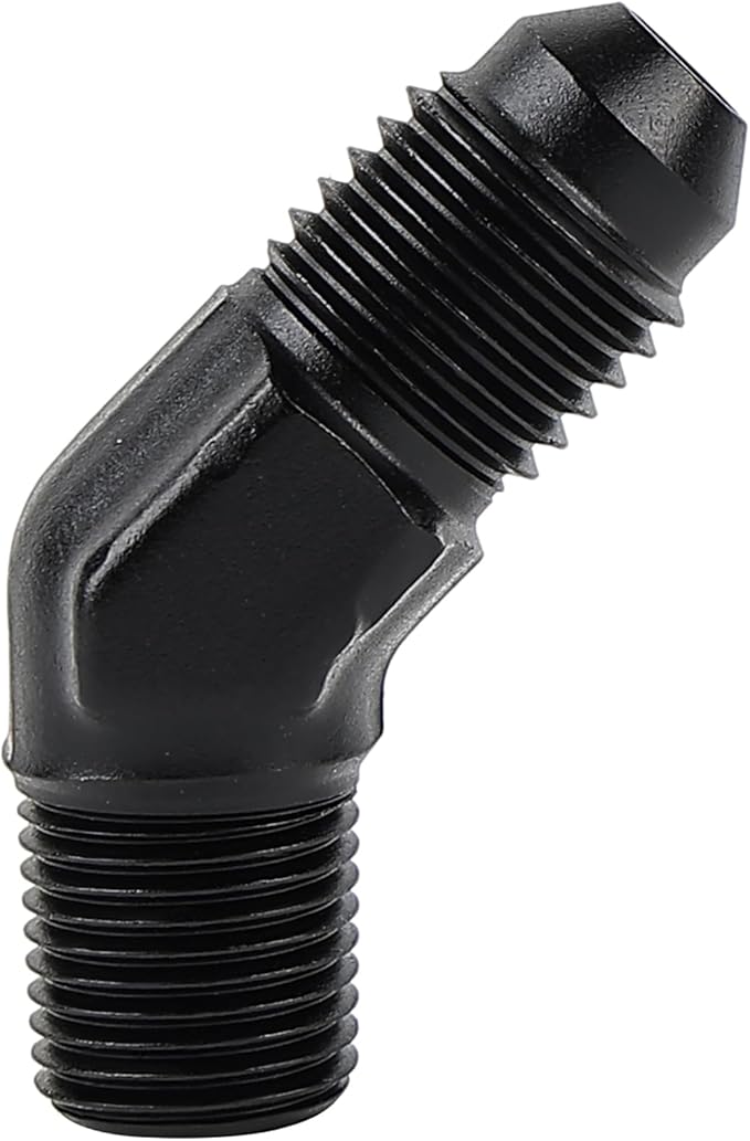 EVIL ENERGY 4AN Male Flare to 1/8" NPT Pipe 45 Degree Fitting Adapter Aluminum Black