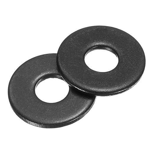 uxcell 100Pcs M4 Fender Washers, Carbon Steel Flat Washer 12mm OD, 1mm Thickness, Metal Gasket for Screws and Bolts, Black Oxide