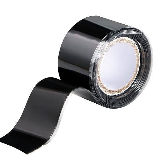 Self Fusing Silicone Tape 1 in x 5' Black Waterproof Rubber Leak Proof Sealing Silicone Rubber Self-amalgamating Tape for Emergency Hot and Cold Water Pipe Repairs and Tool Fixation