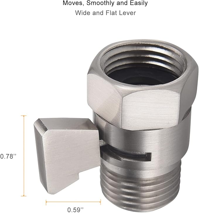 Shower Head Shut Off Valve, Brass G1/2“ Water Flow Control Valve for Shower head and Handheld, Water Pressure Regulator Replacement for Shower System(Brushed Nickel)