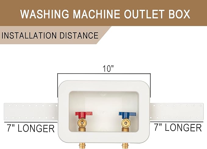 [1 Piece] Lingmfg Washing Machine Outlet Box 1/2 inch Press-Connect with 2 inch Central Drain, Connect 3/4 inch Washing Machine Hoses LING -WMOB-WO-WHA-6
