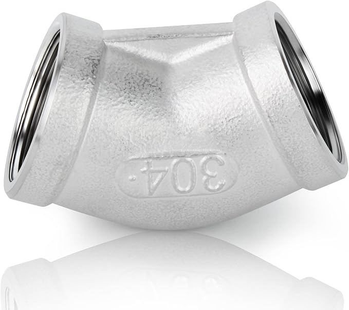 TAISHER 2PCS 304 Stainless Steel 45 Degree elbow,1/4 Inch NPT Female Pipe to 1/4 Inch NPT Female 304 Stainless Pipe Fitting