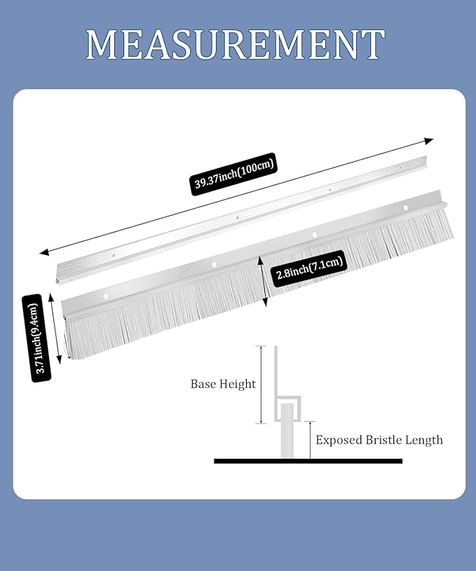 9 Set Door Brush Sweep – 2.80" x 39.3" CEPIA Garage Door Seal –White Roll Up & Exterior Door Sweep for Bottom Gap Protection (354 in / 9000 mm)
