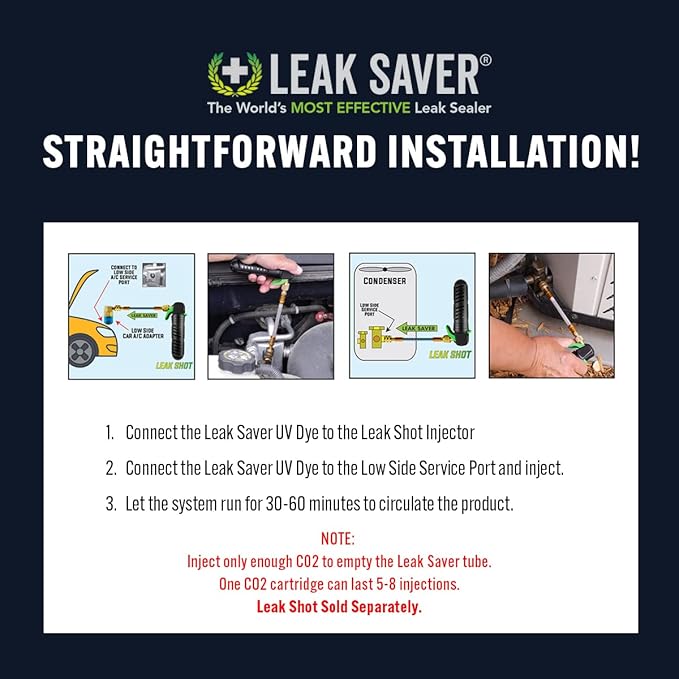 Leak Saver UV Dye (Dye Only, No Sealant) UV Refrigerant Leak Detection Dye for Automotive, Home, Commercial - Marine AC and Refrigeration up to 5 Tons