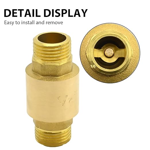 2Pcs Brass in-Line Spring Check Valve DN15 1/2" Male Thread, One-Way Non-Return Vertical Check Valve, Prevent Water Back-Flow for Water Oil