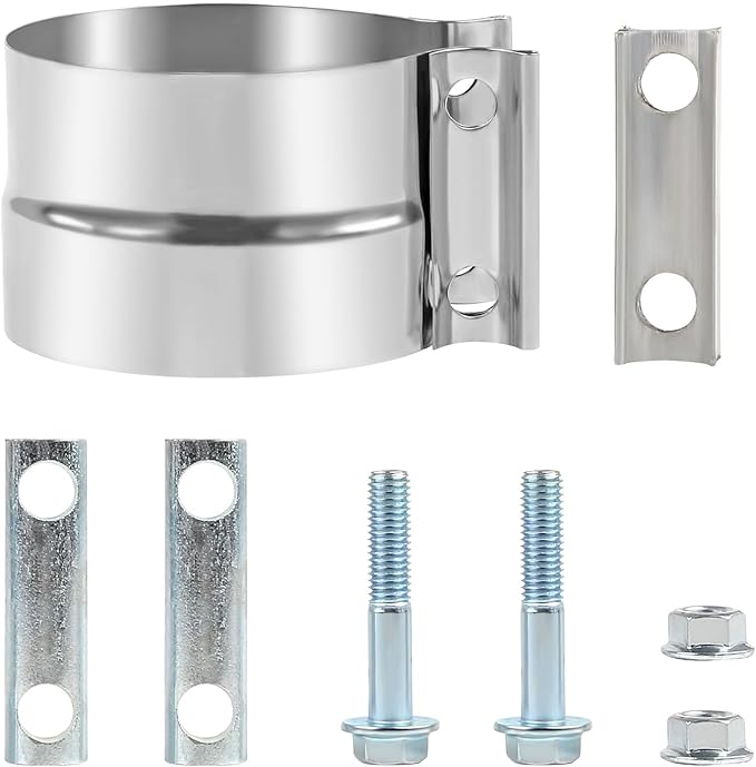 5 Inch Exhaust Clamp,5 In Lap Joint Exhaust Band Clamp Stainless Sleeve Coupler For Mufflers,Exhaust Pipe(2 PCS)