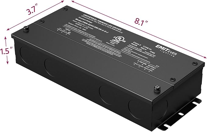 EMITEVER 96W Dimmable LED Driver,24V Dimmable Power Supply,AC to DC Transformer for LED Light,5-in-1 Dimming: ELV/MLV/TRIAC/ 0-10V/ 1-10V/10V PWM/Potentiometer,Waterproof IP67 and UL Listed,Class 2