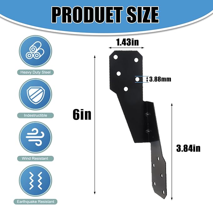 (30 PCS) Heavy Duty Hurricane Ties,Hurricane Straps Trusses/Rafters Ties,Strong Tie Brackets with Black Powder-Coated, Joist Hangers for Wood, Shed, Roof