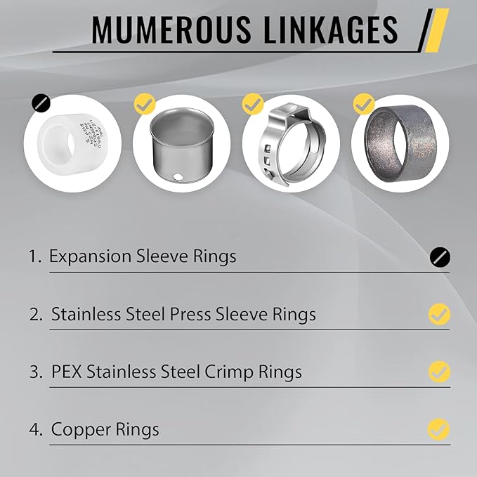 62 Pack Foskan 1/2 Inch PEX Brass Fittings Set, Includes 10pcs Elbows, 5pcs Tees, 5pcs Couplings, 2pcs Drop Ear Elbows,And 40pcs Copper Rings,PEX Crimp Barb Fitting Kit