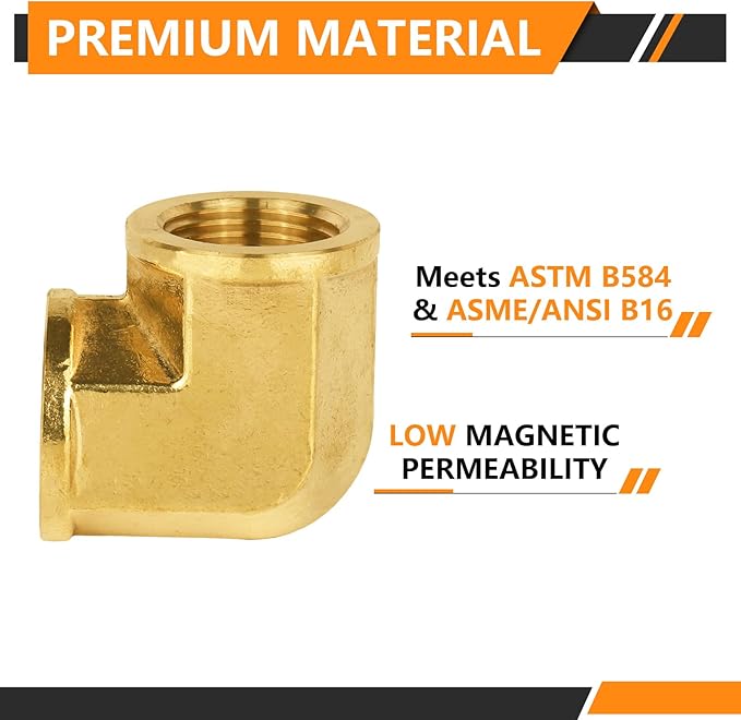 20-PCs HeSun Brass Pipe Fitting, 3/4" x 3/4" NPT Female 90-Degree Barstock Street Elbow
