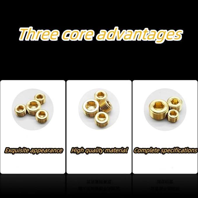 18PCS 1/8" NPT Brass Male Pipe Plug Fitting Hex Counter Sunk Pipe Plug (1/8" NPT)