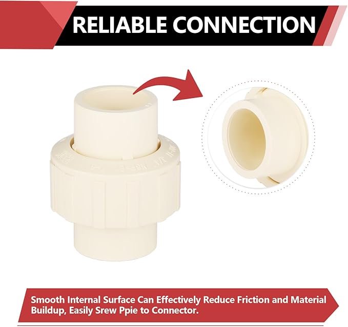 (100 Pack) EFIELD 3/4" Inch CPVC Slip Union, CTS x CTS Union Solvent Connection Fittings,(CPVC031-100PCS)