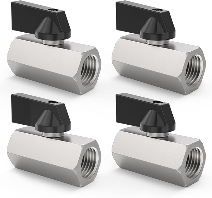 ChillWaves Brass Mini Ball Valve, Shut Off Switch Ball Valve 1/2" NPT Female x 1/2" NPT Female Thread Pipe Fitting(4-PACK)