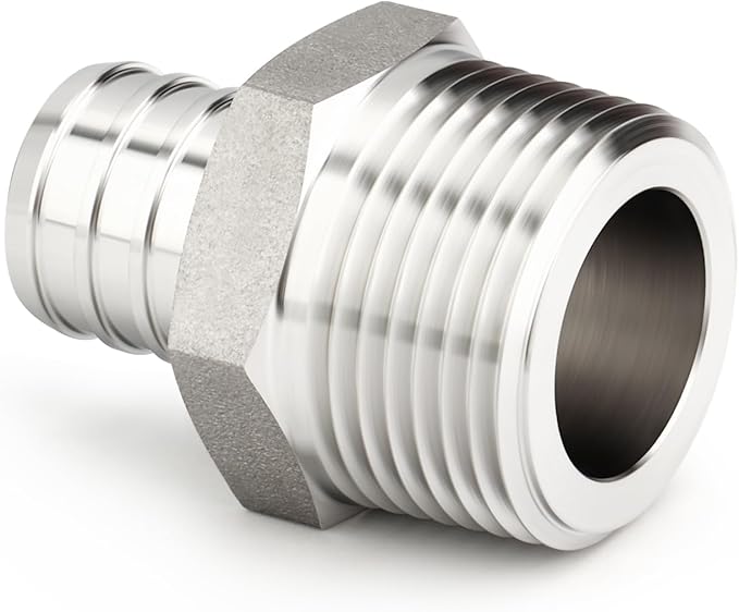 TAISHER 5PCS 304 Stainless Steel Pex Fittings,1/2" Pex x 1/2" NPT Male,1/2" Pex Fitting With 5PCS Hose Clamp For Pex Tubing Pipe