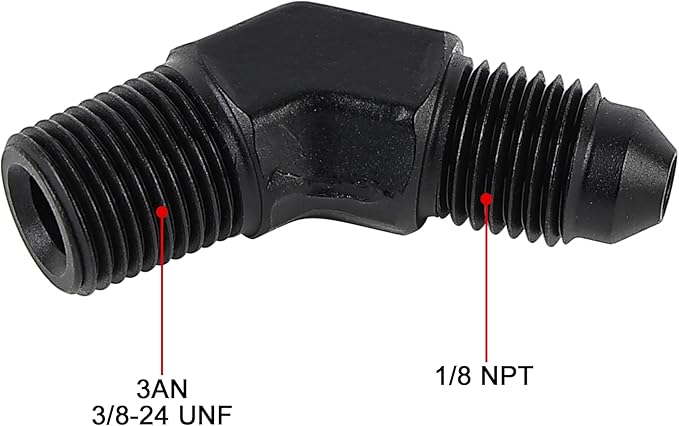 EVIL ENERGY 3AN Male Flare to 1/8" NPT Pipe 45 Degree Fitting Adapter Aluminum Black