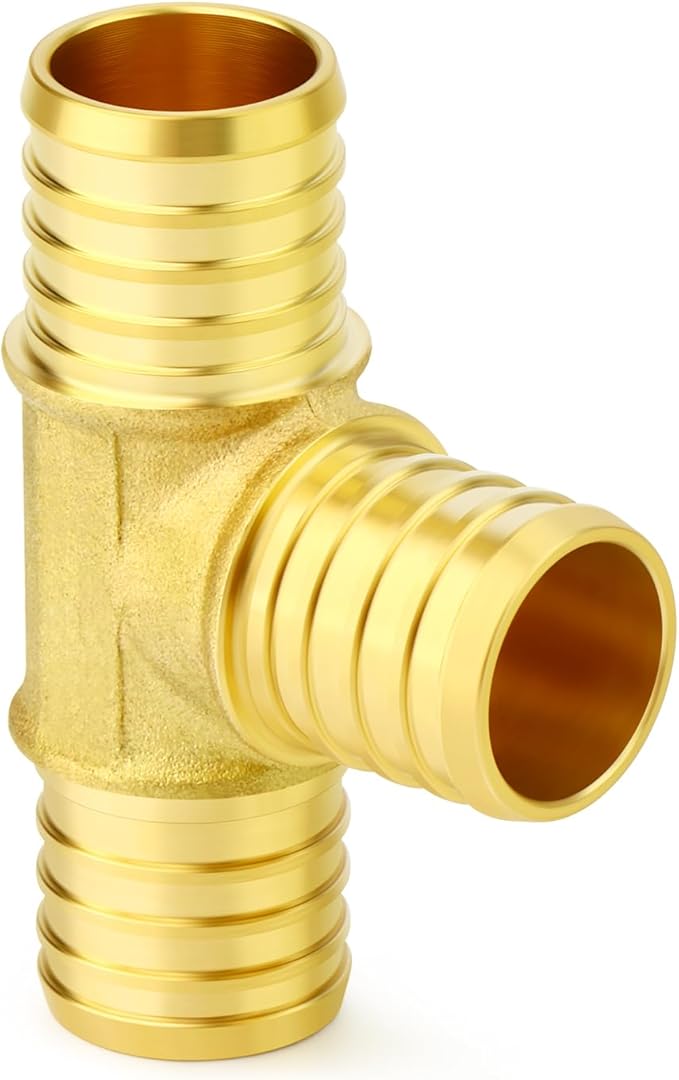 GASHER 2Pcs No Lead Brass 1" Pex Tee Fittings, 1 Inch Pex Fittings for Pex Tubing
