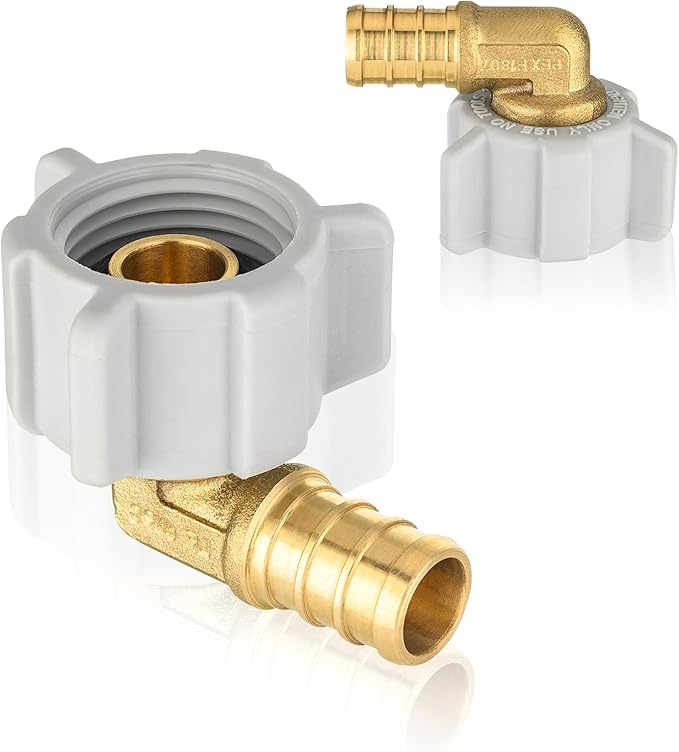 30-Pack HeSun PEX Fittings, 1/2" Pex x 1/2" Female NPT Swivel Elbow, Brass Crimp Fitting for ASTM F1807(PEX1807208-30)