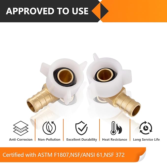 50-Pack HeSun PEX Fittings, 3/4" Pex x 3/4" Female NPT Swivel Elbow, Brass Crimp Fitting for ASTM F1807(PEX1807211-50)