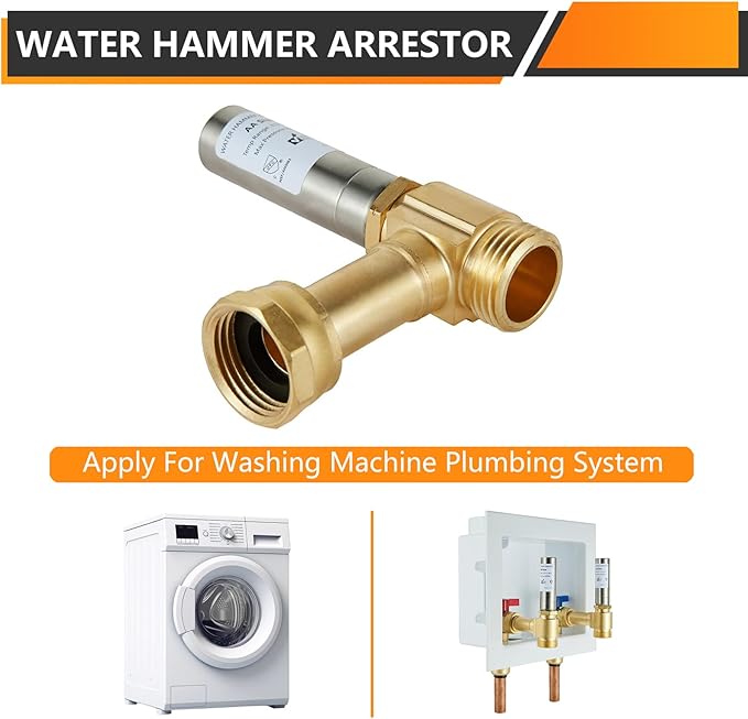 4-Pack HeSun Angle Water Hammer Arrestor for Washing Machine, 3/4" GHT Male x 3/4" GHT Female Connection, Stainless Steel Hammer Arrestor, Reduce Laundry Washer Knock Noise(HAMMER018-4)