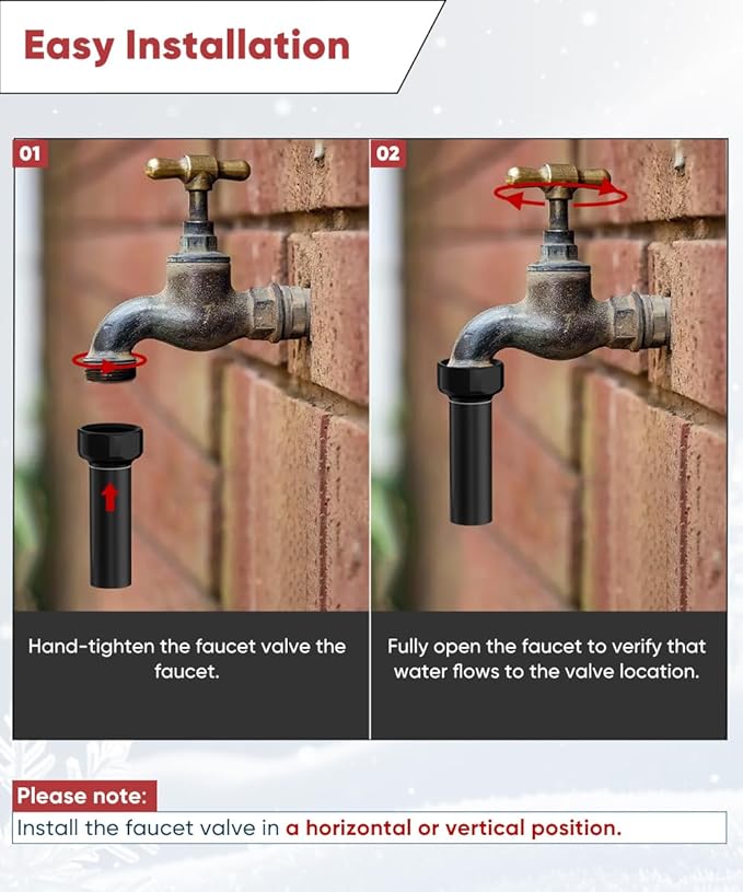Outdoor Faucet Winter Freeze Protection Valve, Activates at Water Temperature Below 35.6°F/ 2°C, 3/4-Inch Thread Frost Proof Faucet Cover for for Garden, Lawn & Yard Spigot, Black, 4Pack