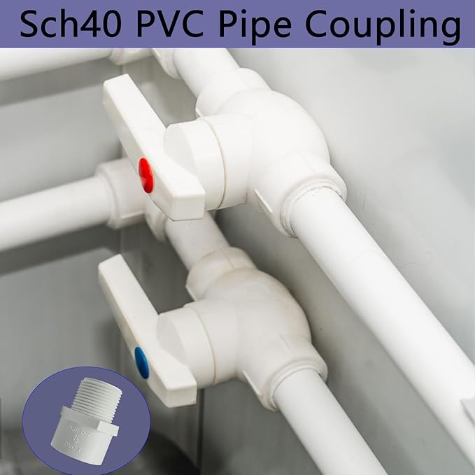 10Pcs 1/2 inch NPT Male Thread PVC Pipe Fitting Adapter Connector(Socket x NPT Male), Pipe Connectors, 1/2 inch Pipe Fitting, Pipe Coupling for Plumbing Water Line, Schedule 40, White
