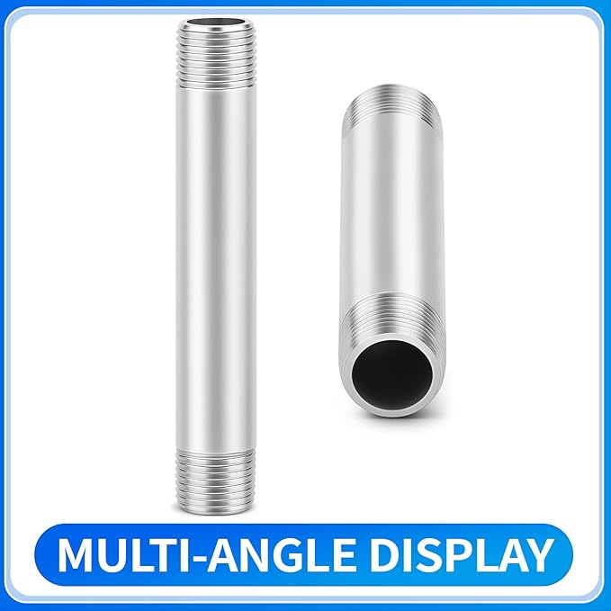 ChillWaves 304 Stainless Steel Pipe Fitting, Nipple Cast Pipe 3/4" NPT Male x 3/4" NPT Male Thread 6" Length(150MM)(2-PACK)
