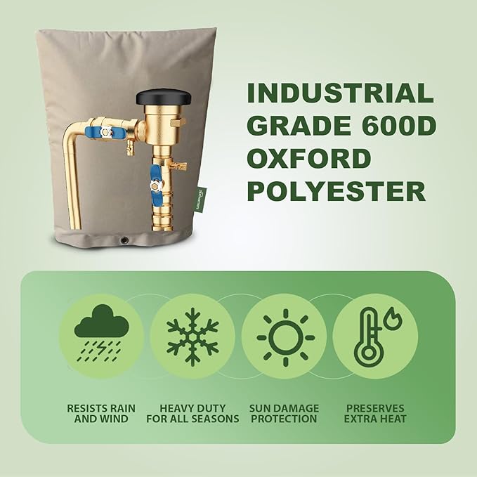 The Original Winter Pipe Insulation Cover (0˚F) - Extra-Thick EVA+NBR (UV-Coated) Insulated Backflow Preventer Freeze Protection, Pump Cover, Sprinkler/Well/Valve Head Cover - (36" W X 24" H)