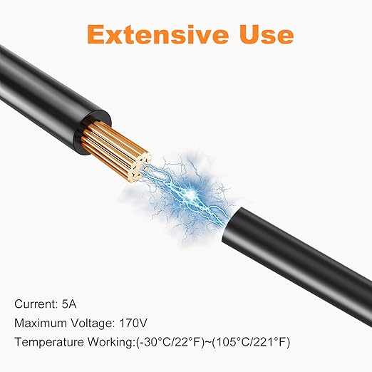 14/2 Electrical Wire 2 Conductors, 100ft 14awg Wire Black Cable Hookup LED Lighting Strips Flexible Outdoor Extension Cord 14 Gauge Copper Clad Aluminum Wire Low Voltage Cable