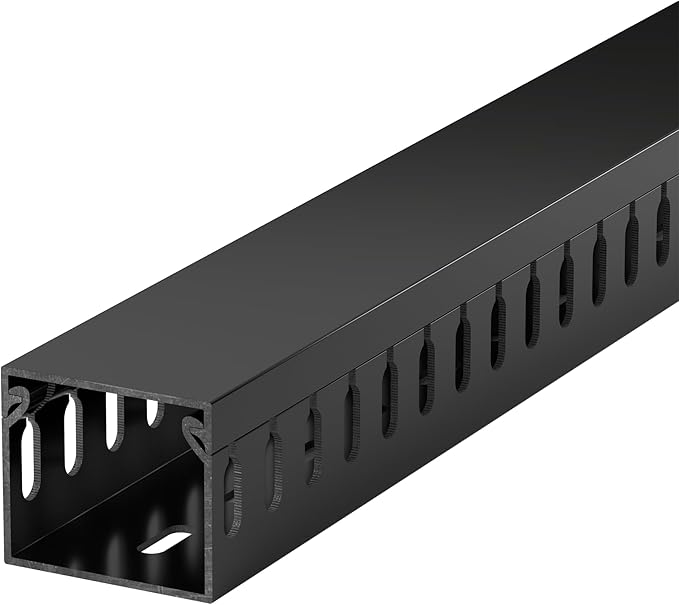 63in(4X L15.7in) Professional Server Rack Cable Management Raceway, H1.4 x W1.6in Cable Raceway Kit, Electrically Safe PVC Open Slot Wire Raceway for Under Desk/Computer/Network Cords, Black