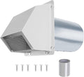8 Inch Dryer Vent Cover Outside, White Wall Dryer Vent Cap, No-Pest Metal Vent Covers for House Exterior