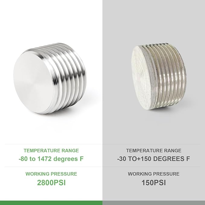 TAISHER 10PCS 304 Stainless Steel Internal Hex Thread Socket Pipe Plug Fitting 3/8" NPT Male
