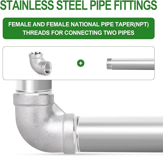TAISHER 1PCS 304 Stainless Steel 90 Degree elbow,3" NPT Female Pipe to 3" NPT Female 304 Stainless Steel Pipe Fitting