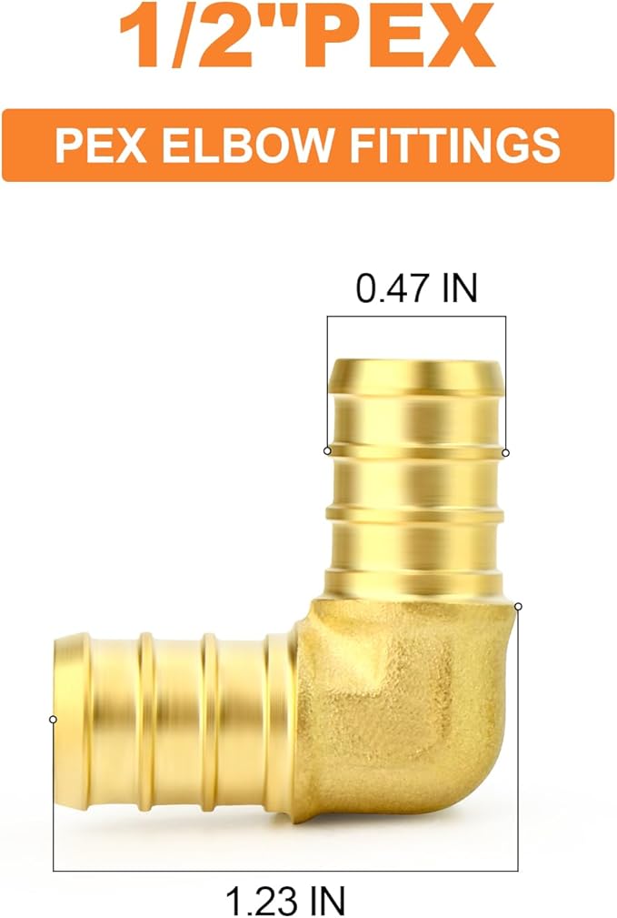 GASHER 20Pcs No Lead Brass 1/2" Pex Elbow Fittings, 1/2 Inch Pex Fittings for Pex Tubing