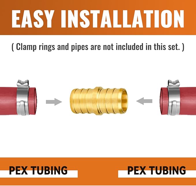 SUNGATOR 50-Pack 3/4" Pex Coupling, No Lead Brass, Pex Fittings 3/4 Inch, NSF, UPC Certified