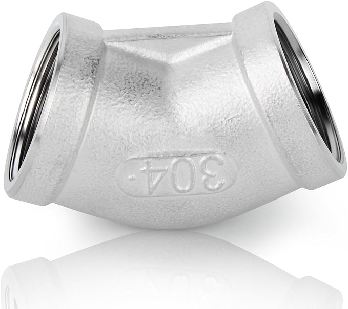 TAISHER 2PCS 304 Stainless Steel 45 Degree elbow,1/2 Inch NPT Female Pipe to 1/2 Inch NPT Female 304 Stainless Pipe Fitting